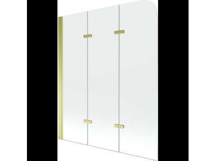Mexen Felix vaňová zástena, 3-krídla 120 x 140 cm, priehľadné sklo, zlatá - 890-120-003-50-00