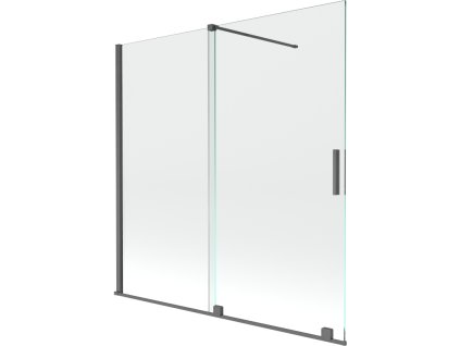 Mexen Velar 2-krídlová posuvná vaňová zástena 160 x 150 cm, transparentná, pištoľovo šedá kartáčovaná - 896-160-000-01-66