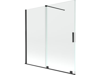 Mexen Velar 2-krídlová posuvná vaňová zástena 160 x 150 cm, transparentná, čierna - 896-160-000-01-70