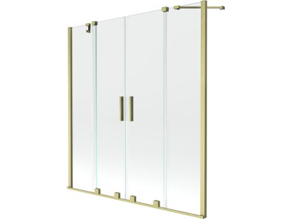Mexen Velar Duo 2-krídlová posuvná vaňová zástena 160 x 150 cm, transparentná, brúsené zlato - 896-160-000-02-55