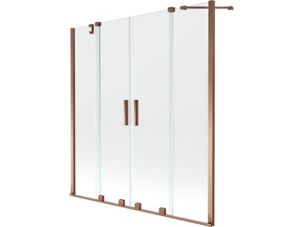 Mexen Velar Duo 2-krídlová posuvná vaňová zástena 160 x 150 cm, transparentná, ružové zlato - 896-160-000-02-60
