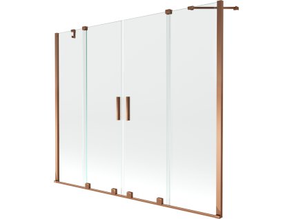 Mexen Velar Duo 2-krídlová posuvná vaňová zástena 170 x 150 cm, transparentná, ružové zlato - 896-170-000-02-60