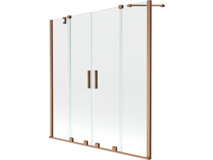 Mexen Velar Duo posuvná 2-krídlová vaňová zástena 160 x 150 cm, transparentná, brúsená meď - 896-160-000-02-65