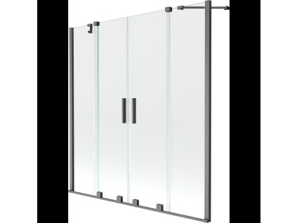 Mexen Velar Duo 2-krídlová posuvná vaňová zástena 140 x 150 cm, transparentná, pištoľovo sivá kartáčovaná - 896-140-000-02-66