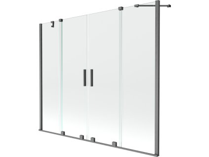 Mexen Velar Duo 2-krídlová posuvná vaňová zástena 200 x 150 cm, transparentná, pištoľovo sivá kartáčovaná - 896-200-000-02-66