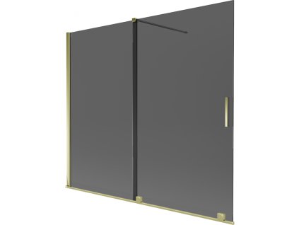 Mexen Velar 2-krídlová posuvná vaňová zástena 180 x 150 cm, grafit, zlatá - 896-180-000-41-50