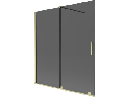Mexen Velar 2-krídlová posuvná vaňová zástena 150 x 150 cm, grafitová, brúsené zlato - 896-150-000-41-55
