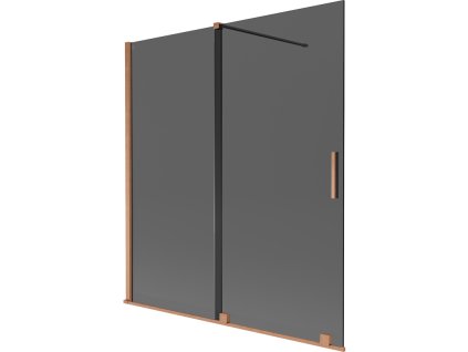 Mexen Velar 2-krídlová posuvná vaňová zástena 150 x 150 cm, grafit, brúsená meď - 896-150-000-41-65
