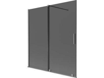 Mexen Velar 2-krídlová posuvná vaňová zástena 150 x 150 cm, grafitová farba, pištoľový kov - 896-150-000-41-95