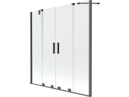 Mexen Velar Duo posuvná 2-krídlová vaňová zástena 160 x 150 cm, transparentná, pištoľový kov - 896-160-000-02-95