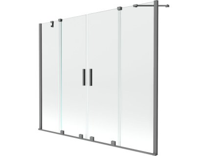 Mexen Velar Duo 2-krídlová posuvná vaňová zástena 200 x 150 cm, transparentná, pištoľový kov - 896-200-000-02-95