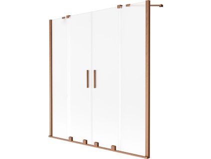 Mexen Velar Duo 2-krídlová posuvná vaňová zástena 140 x 150 cm, matná, brúsená meď - 896-140-000-32-65