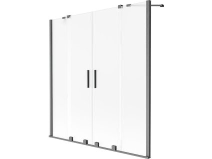 Mexen Velar Duo 2-krídlová posuvná vaňová zástena 140 x 150 cm, matná, pištoľovo sivá kartáčovaná - 896-140-000-32-66