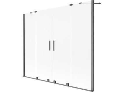 Mexen Velar Duo 2-krídlová posuvná vaňová zástena 170 x 150 cm, matná, pištoľovo sivá kartáčovaná - 896-170-000-32-66