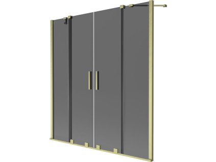 Mexen Velar Duo 2-krídlová posuvná vaňová zástena 150 x 150 cm, grafitová, brúsené zlato - 896-150-000-42-55