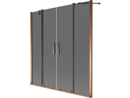 Mexen Velar Duo 2-krídlová posuvná vaňová zástena 160 x 150 cm, grafit, ružové zlato - 896-160-000-42-60
