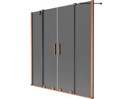 Mexen Velar Duo 2-krídlová posuvná vaňová zástena 160 x 150 cm, grafitová, brúsená meď - 896-160-000-42-65