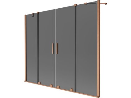 Mexen Velar Duo 2-krídlová posuvná vaňová zástena 200 x 150 cm, grafitová, brúsená meď - 896-200-000-42-65