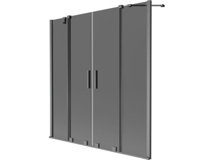 Mexen Velar Duo 2-krídlová posuvná vaňová zástena 140 x 150 cm, grafitová, pištoľovo sivá kartáčovaná - 896-140-000-42-66