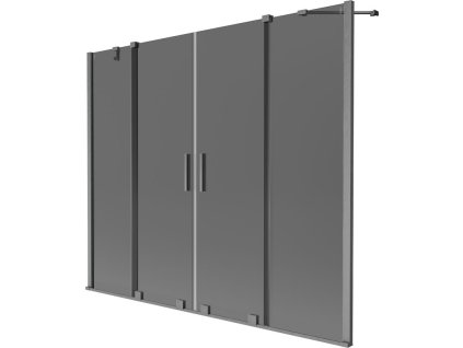 Mexen Velar Duo 2-krídlová posuvná vaňová zástena 200 x 150 cm, grafitová, pištoľovo sivá kartáčovaná - 896-200-000-42-66