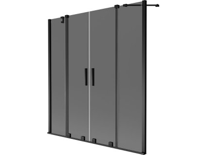 Mexen Velar Duo posuvná 2-krídlová vaňová zástena 160 x 150 cm, grafitová, čierna - 896-160-000-42-70