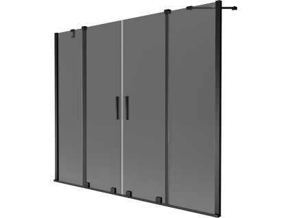 Mexen Velar Duo 2-krídlová posuvná vaňová zástena 200 x 150 cm, grafitová, čierna - 896-200-000-42-70