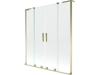 Mexen Velar L Duo posuvná 2-krídlová vaňová zástena 160 x 150 cm, transparentná, zlatá - 896-160-003-02-50