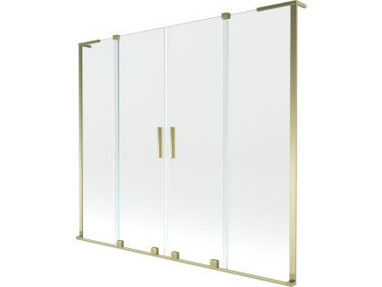 Mexen Velar L Duo 2-krídlová posuvná vaňová zástena 200 x 150 cm, transparentná, zlatá - 896-200-003-02-50