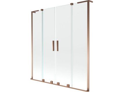Mexen Velar L Duo posuvná 2-krídlová vaňová zástena 160 x 150 cm, transparentná, ružové zlato - 896-160-003-02-60