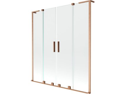 Mexen Velar L Duo posuvná 2-krídlová vaňová zástena 160 x 150 cm, transparentná, brúsená meď - 896-160-003-02-65