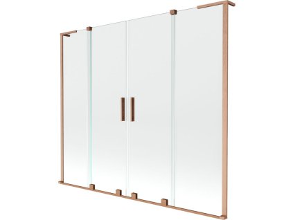 Mexen Velar L Duo 2-krídlová posuvná vaňová zástena 200 x 150 cm, transparentná, brúsená meď - 896-200-003-02-65