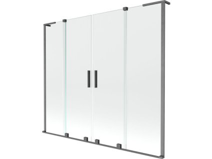 Mexen Velar L Duo 2-krídlová posuvná vaňová zástena 200 x 150 cm, transparentná, pištoľovo sivá kartáčovaná - 896-200-003-02-66