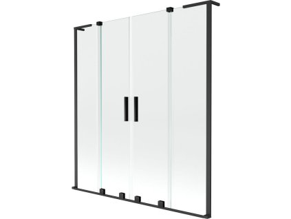 Mexen Velar L Duo posuvná 2-krídlová vaňová zástena 160 x 150 cm, transparentná, čierna - 896-160-003-02-70