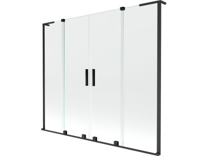 Mexen Velar L Duo posuvná 2-krídlová vaňová zástena 180 x 150 cm, transparentná, čierna - 896-180-003-02-70