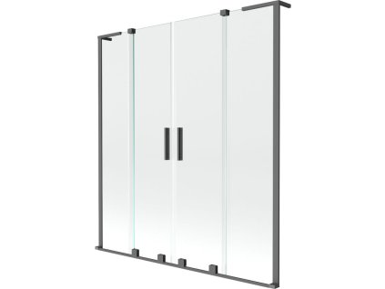 Mexen Velar L Duo posuvná 2-krídlová vaňová zástena 160 x 150 cm, transparentná, pištoľový kov - 896-160-003-02-95