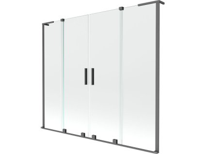 Mexen Velar L Duo posuvná 2-krídlová vaňová zástena 180 x 150 cm, transparentná, pištoľový kov - 896-180-003-02-95