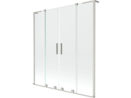 Mexen Velar L Duo 2-krídlová posuvná vaňová zástena 140 x 150 cm, transparentná, brúsený nikel - 896-140-003-02-97