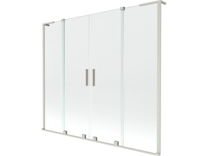 Mexen Velar L Duo posuvná 2-krídlová vaňová zástena 180 x 150 cm, transparentná, brúsený nikel - 896-180-003-02-97