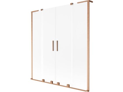 Mexen Velar L Duo 2-krídlová posuvná vaňová zástena 150 x 150 cm, matná, brúsená meď - 896-150-003-32-65