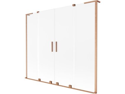 Mexen Velar L Duo 2-krídlová posuvná vaňová zástena 200 x 150 cm, matná, brúsená meď - 896-200-003-32-65