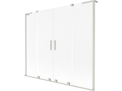 Mexen Velar L Duo 2-krídlová posuvná vaňová zástena 180 x 150 cm, matná, brúsený nikel - 896-180-003-32-97