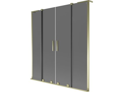 Mexen Velar L Duo 2-krídlová posuvná vaňová zástena 140 x 150 cm, grafitová, zlatá - 896-140-003-42-50