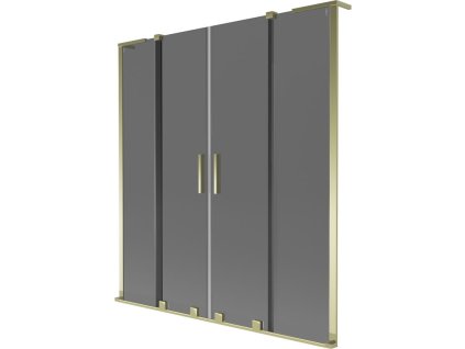 Mexen Velar L Duo 2-krídlová posuvná vaňová zástena 150 x 150 cm, grafitová, zlatá - 896-150-003-42-50