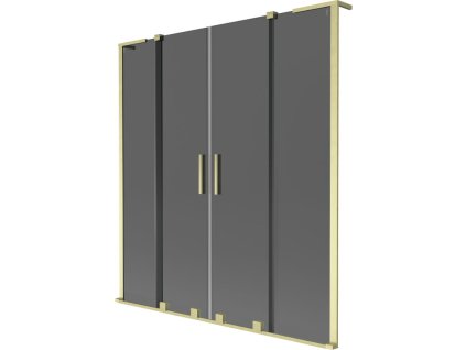Mexen Velar L Duo 2-krídlová posuvná vaňová zástena 140 x 150 cm, grafitová, brúsené zlato - 896-140-003-42-55