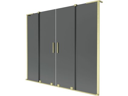 Mexen Velar L Duo 2-krídlová posuvná vaňová zástena 180 x 150 cm, grafitová, brúsené zlato - 896-180-003-42-55