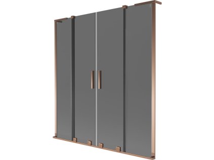 Mexen Velar L Duo 2-krídlová posuvná vaňová zástena 140 x 150 cm, grafit, ružové zlato - 896-140-003-42-60