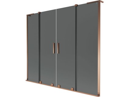 Mexen Velar L Duo posuvná 2-krídlová vaňová zástena 180 x 150 cm, grafit, ružové zlato - 896-180-003-42-60