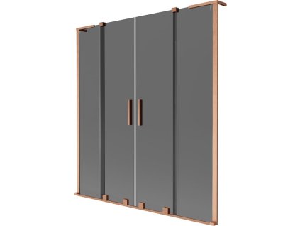 Mexen Velar L Duo posuvná 2-krídlová vaňová zástena 160 x 150 cm, grafitová, brúsená meď - 896-160-003-42-65