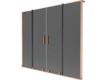 Mexen Velar L Duo posuvná 2-krídlová vaňová zástena 180 x 150 cm, grafitová, brúsená meď - 896-180-003-42-65