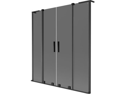 Mexen Velar L Duo posuvná 2-krídlová vaňová zástena 160 x 150 cm, grafitová, čierna - 896-160-003-42-70